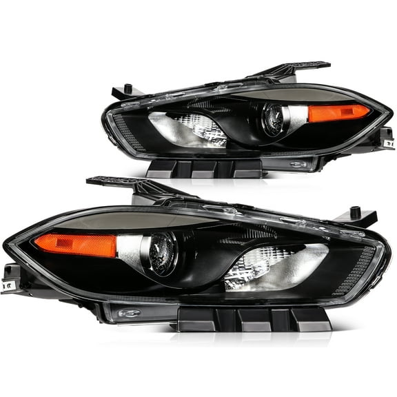 cciyu Headlight Assembly Replacement for 2013-2016 For Dodge DART Black Housing Amber Corner Driver and Passenger Side Headlamp 68085141AL CH2502240