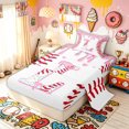 thumbnail image 2 of Meiyoeat Donut Initial L Letter Twin Sheet Sets for Girls Kids, Ice Cream Baseball Sport Bedding, Pink, 3-Piece, 2 of 5