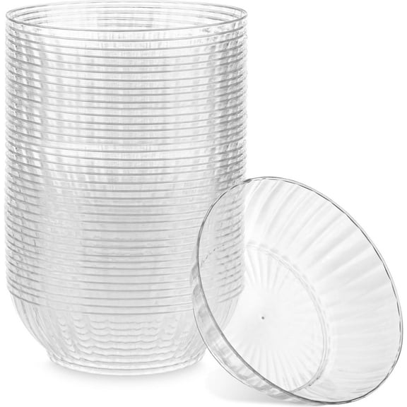 PLASTICPRO Clear Plastic Dessert Bowls 6 oz Plastic Silverware for Party Supplies, 60 Pack