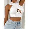 thumbnail image 2 of Qiylii Women's Criss Cross Tank Tops, Sleeveless Cutout Crop Tops Solid Color, 2 of 7