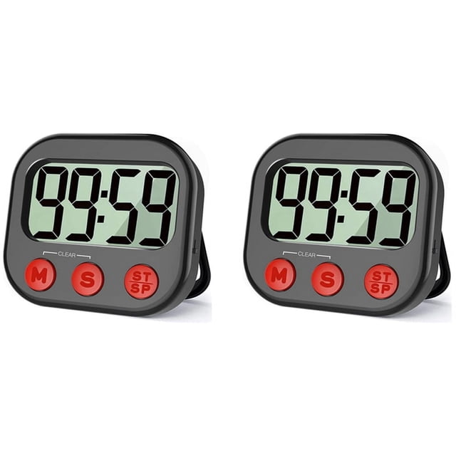 2X Temporizador de Cocina, Temporizador Visual Digital, Reloj Magnético, Cronómetro, Temporizador de Cuenta Regresiva, Pantalla LCD Grande para Cocinar