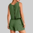 thumbnail image 4 of Ensemble Mode Femme 2 Pcs Col Rond Sans Manches Blouse + Pantalon Ample en Coton Lin avec Poches, 4 of 9