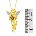 thumbnail image 4 of Rylos 14K Yellow Gold Guardian Angel Necklace with 6X4MM Tiger Eye & Sparkling Diamonds -  18" Chain Exquisite Birthstone Jewelry, 4 of 8
