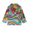 thumbnail image 4 of Psesaysky Girls Colorful Floral Rainbow Print Fleece Long Sleeve Shirts Soft Half Zip Pullover Sweatshirt Stand-up Collar Kids Athletic Winter Jacket 6-7 Years, 4 of 6