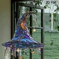 thumbnail image 4 of Stained Glass Witch Hat Lamp, Handmade Wizard Cap Light Fixture with Hanging Charms, Unique Halloween Decor, Magical Night Light for Home, Bedroom, 4 of 9