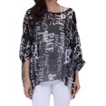 thumbnail image 1 of Blusa de gasa para mujer, manga de murciélago floral, cubierta de playa, camisa tipo túnica suelta, Tops, 1 of 4