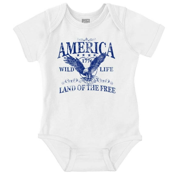 USA Land of the Free Patriotic Eagle Romper Boys or Girls Infant Baby Brisco Brands 24M