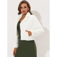 thumbnail image 3 of INSPIRE CHIC - Chaqueta corta para mujer con solapa de muesca y piel sintética esponjosa blanco L, 3 of 5