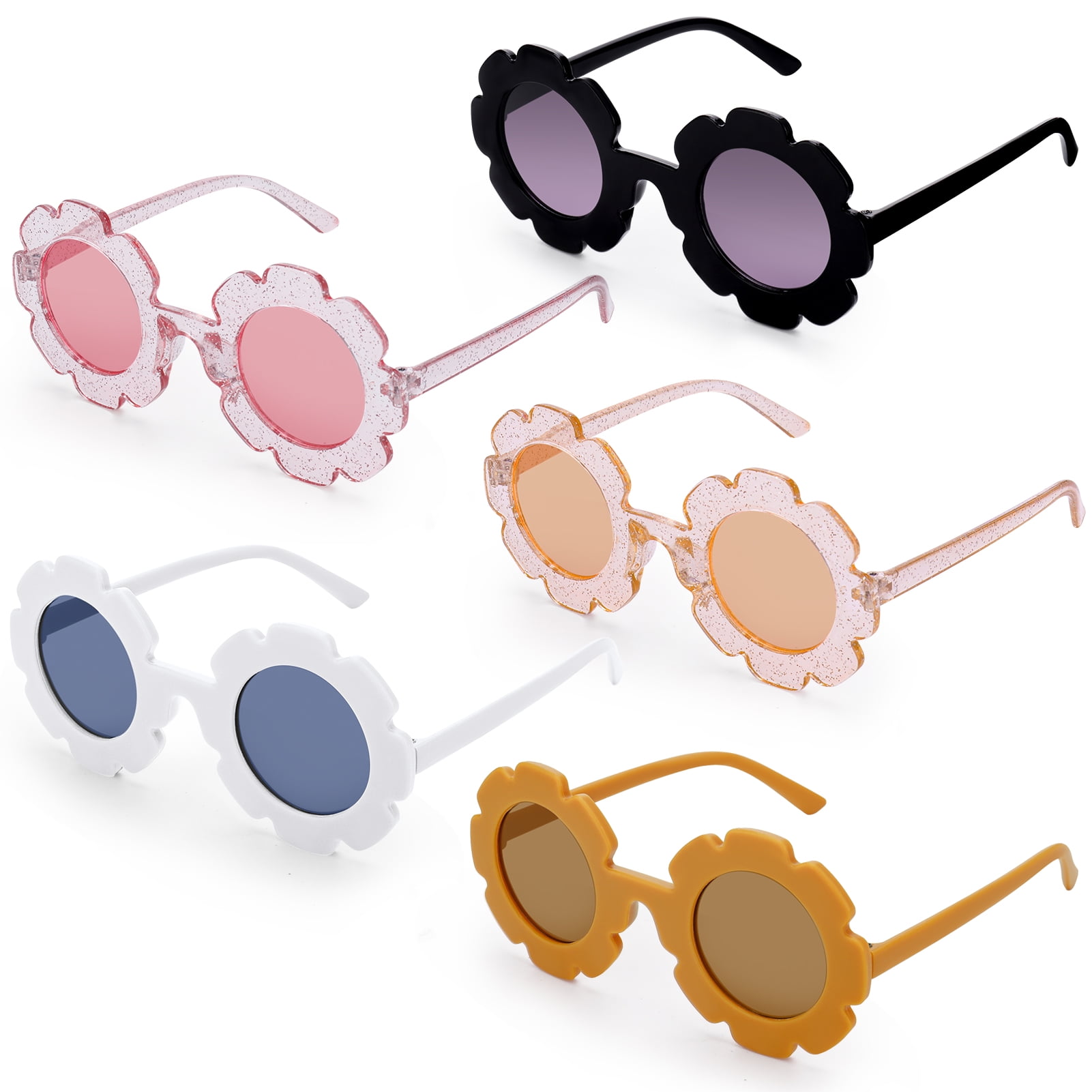 Springcorner 5 Pairs Kids Flower Sunglasses, Flower Shaped Sunglasses