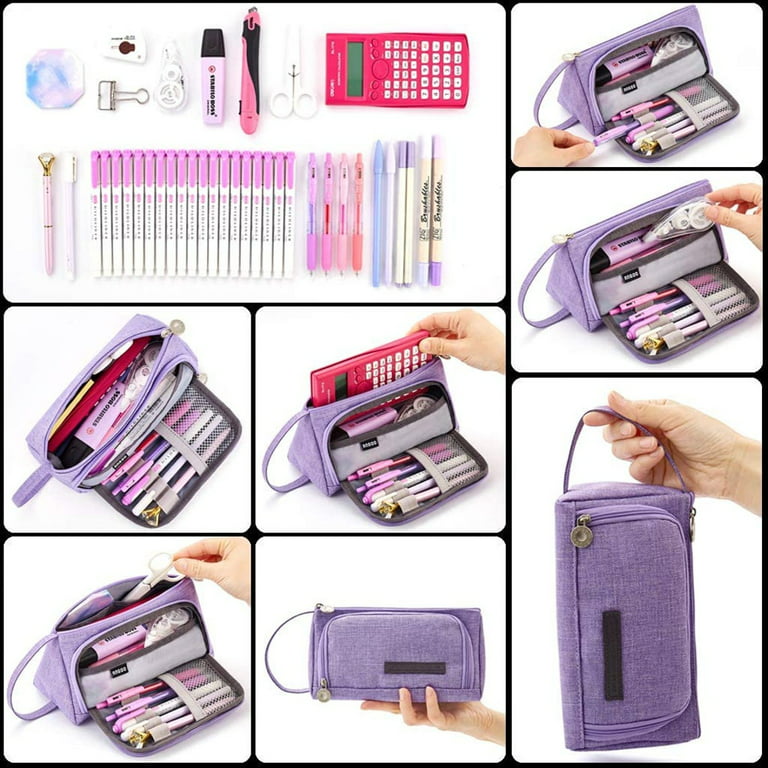  Enday Big Capacity Pencil Case, 3 Compartments Pencil Bags with  Zipper, Large Capacity Pencil Pouch, Cute Pencil Case Organizer, Zipper  Pencil Pouches, Purple : Arts, Crafts & Sewing