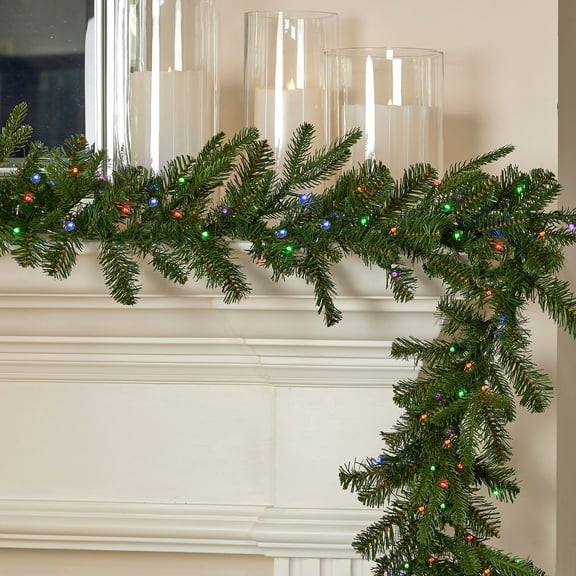 Seasonal LLC Dakota Pine 6ft Pre-Lit Artificial Christmas Garland, Dual LEDs and 9 Light Functions (Battery-Operated)
