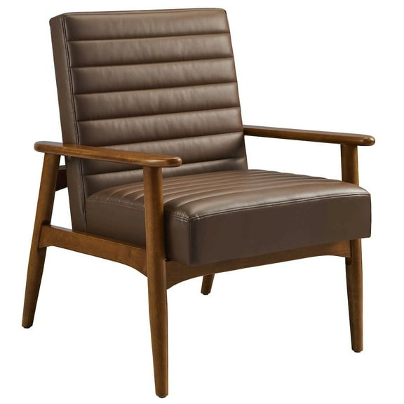 Modway Jensen Vegan Leather Accent Chair in Walnut Brown
