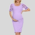 thumbnail image 2 of Robes d'Invité de Mariage Femmes Grande Taille Robe d'Allaitement Fournisseur Robe de Maternité Manches Courtes en Maille Robe Traînante Grande Taille Violet m, 2 of 6