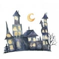 thumbnail image 2 of Watercolor Halloween Moon Castle Wall Decal Wallmonkeys Peel and Stick Graphic (36 in W x 34 in H) WM502727, 2 of 4