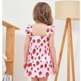 thumbnail image 3 of Toddler Pink Strawberry Dress Girls Dresses Summer Casual Beach Sundress Outfits Kids Clothes Size 4T (569-4), 3 of 3