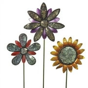 Diva At Home Set of 3 Decorative Mosaic Flower Garden Stakes