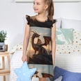 thumbnail image 4 of Balery Sky Sunset Bronze Dragon Camisón de princesa para niñas, pijama de algodón con mangas abullonadas, suave y bonito.-X-Large, 4 of 6