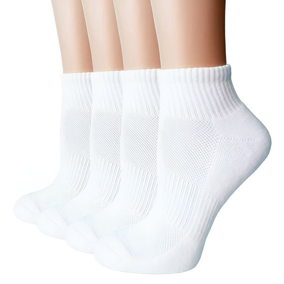 TELOLY Women'S Anti Blister Wicking Ankle Quarter Cushion Cotton Socks 4 Pack for Running Tennis and Workout Slipper Socks for Women Indoor Warm Fuzzy Slipper Socks for Women