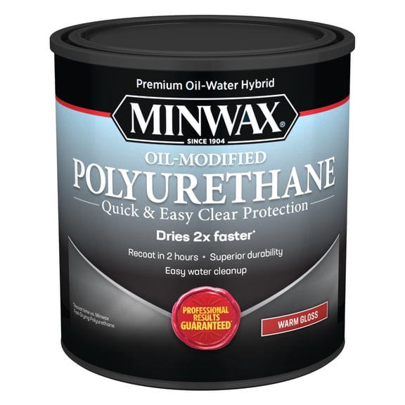 Minwax Water-Based Oil-Modified Polyurethane, Warm Gloss, Clear, 1 Quart