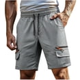 thumbnail image 2 of Xdegoge Workout Cargo Shorts for Men Lightweight Quick Dry Athletic Running Shorts Elastic Waist Drawstring Zipper Pockets for Gym Training Hiking Outdoor Summer Casual, 2 of 7