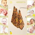 thumbnail image 3 of Dreamtimes 3 PCS Pumpkin Cartoon Plaid Baby Muslin Washcloths, Retro Halloween Pattern Face Towel Burp Cloths Ultra Soft Absorbent Cotton Bath Wipes Towels for Newborn Boys Girls, 3 of 7