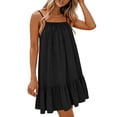 thumbnail image 6 of QUNYINEY A Line Sun Dresses for Women 2026 Sleeveless Mini Black Summer Slip Dress Lounge Square Neckline Ruffle Loose Fit Casual Dresses, 6 of 9