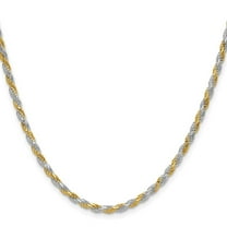 Diamond2Deal 925 Sterling Silver And Yellow Vermeil 2.5mm Diamond-Cut Rope Chain Necklace for Women 30"