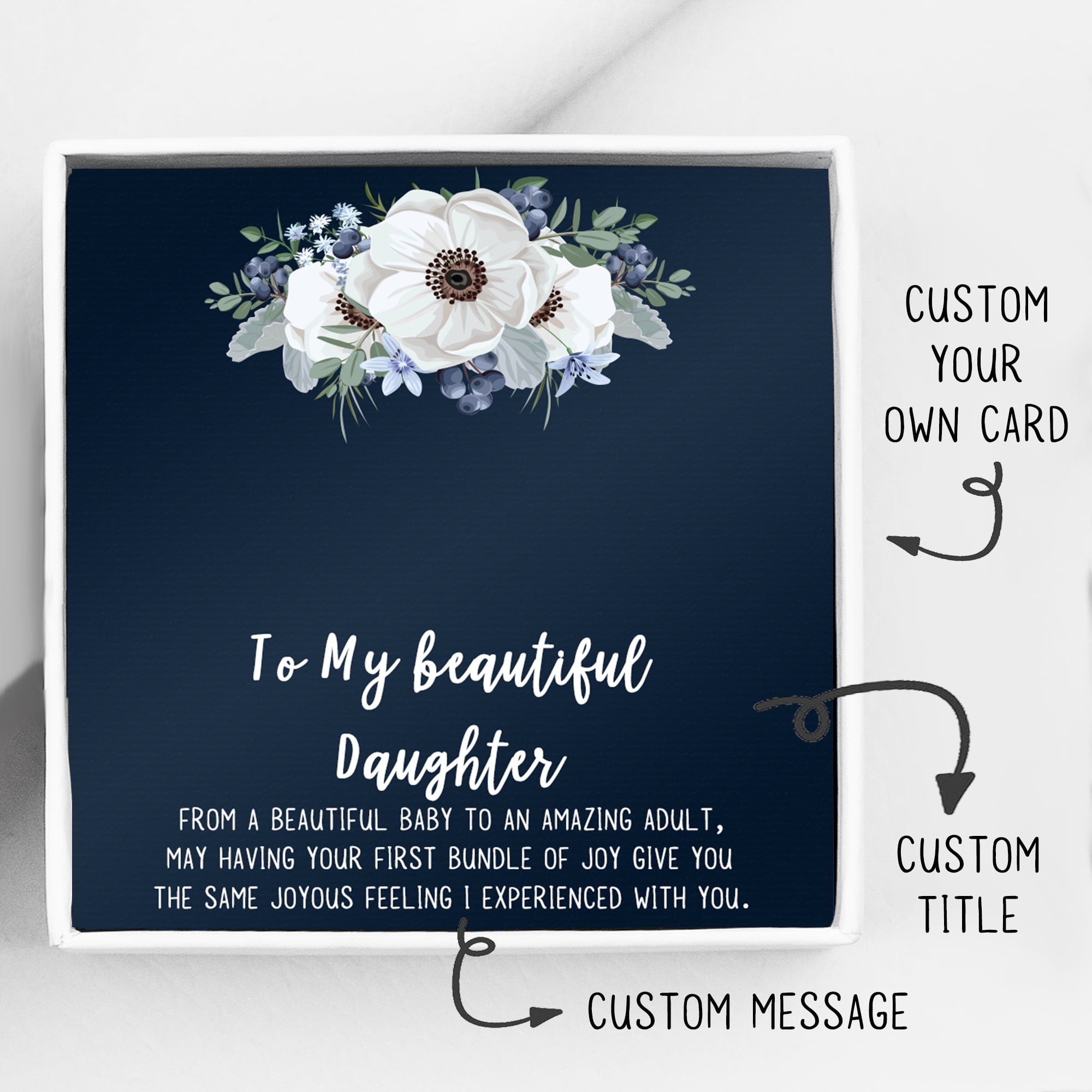 Custom Card Mom Gifts, Cube Necklace for Mother & Daughter, Necklaces for Women, Best Birthday Gift Ideas, Personalized Mother's Jewelry For Her Mothers Day [Silver Rose Gold Cube, Personalized Card]