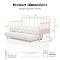 thumbnail image 4 of Furniture of America Wren Metal 2-Piece Twin Daybed with Trundle Set, Pink, 4 of 14