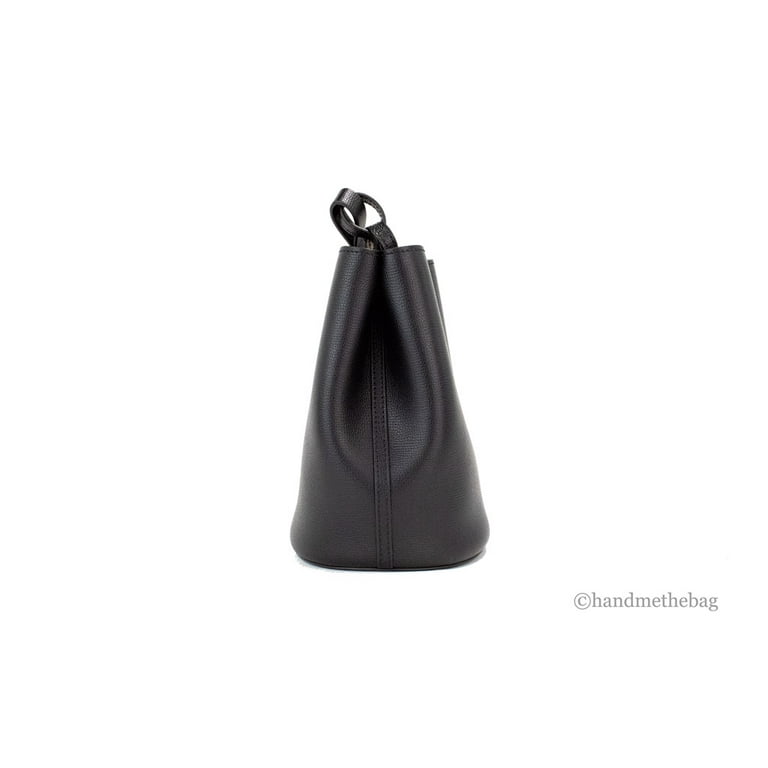 Small Check Leather Bucket Bag