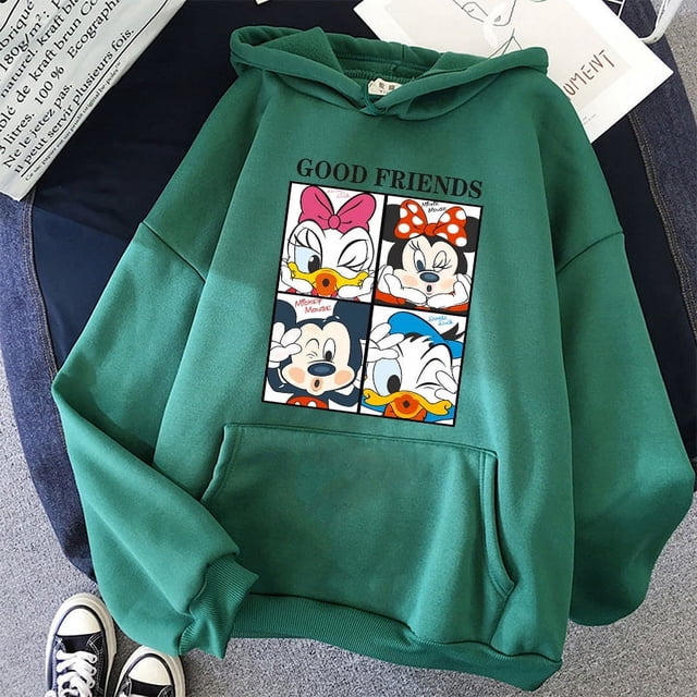 2024 Minnie Disney Sudadera con capucha Crop Top Mickey Mouse mujeres sudaderas con capucha niños niñas ropa de calle Harajuku