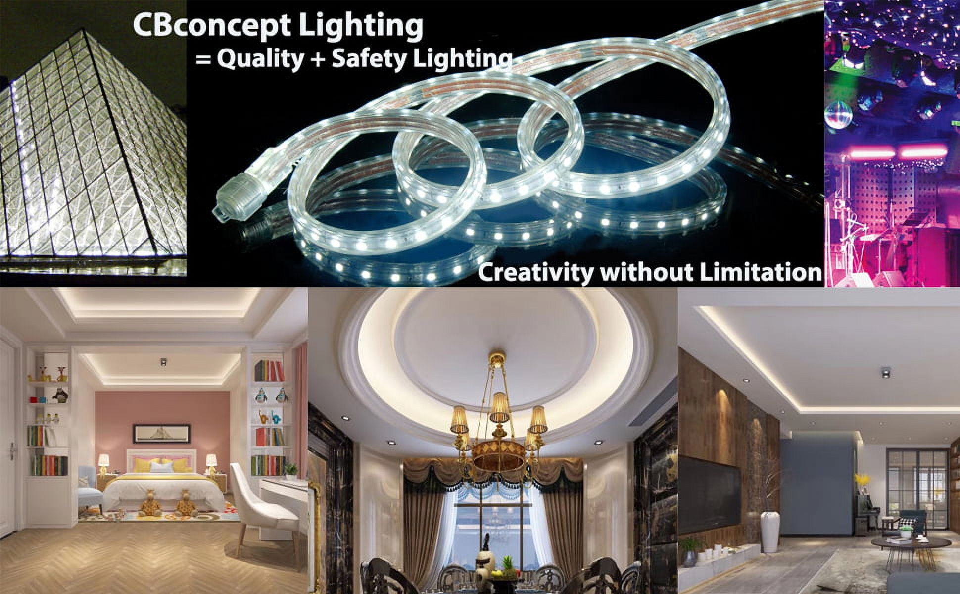 CBConcept UL Listed, 10 Feet,Super Bright 2700 Lumen, Blue, Dimmable, 110-120V AC Flexible Flat LED Strip Rope Light, 180 Units 5050 SMD LEDs, Indoor/Outdoor Use, [Ready to use]