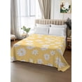 thumbnail image 2 of White Yellow Daisy Queen Size Flat Sheet, Wrinkleproof & Fadeproof Cooling Flat Bed Sheet Only, Spring Summer Floral Botanical Breathable Soft Bedding Top Sheets 90 x 102 Inches, 2 of 8