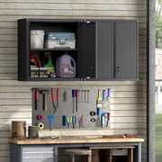 Marcree Metal Wall Cabinets for Garage, Garage Cabinets Wall Mount, Steel Floating Hanging Storage Cabinet with Doors and Adjustable Shelf for Utility Room, Black