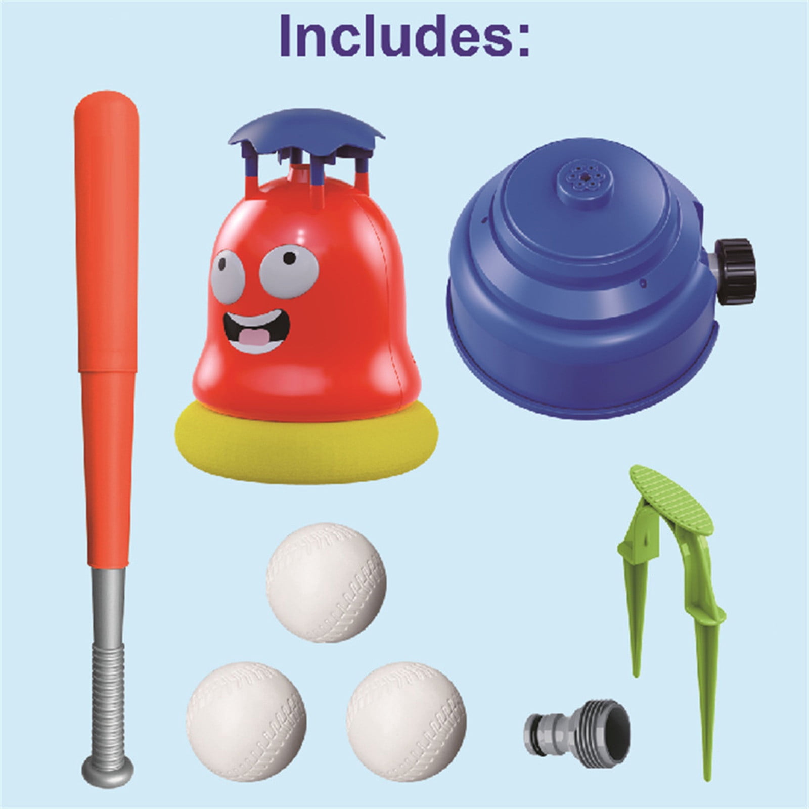 2-in-1 Baseball Water Sprinkler Play Toy, Kids Outdoor Summer Garden Lawn Game Set, Splash Ball Interactive Activity Toy for Boys Girls Backyard Pool Use