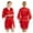 Red, variant on Women Silk Robe for S-2XL Short Lace Trim Satin Kimono 3/4 Sleeve Bride Sleepwear Soft Bathrobe