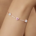 thumbnail image 4 of Gem Stone King 18K Rose Gold Plated Silver Bracelet for Women Aquamarine Pink Moissanite (1.80 Cttw), 4 of 4
