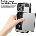 thumbnail image 3 of for iPhone 14 Pro Case Wallet Credit Card Holder ID Slot Sliding Door Hidden Pocket Men Women Anti-Scratch Dual Layer Hybrid Bumper Armor Protective Shell Back Cover for iPhone 14 Pro Silver, 3 of 14