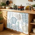 thumbnail image 6 of Light Blue Coastal Cabinet Curtain 35"Wx35"L,Dustproof Under Sink Skirt with Self Adhesive Tape,Summer Beach Coral Shell Starfish Cabinet Curtain Cover for Kitchen Sink,Bathroom Vanity,Laundry Room, 6 of 9