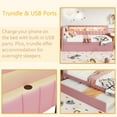 thumbnail image 3 of Mirightone Twin Daybed with LED Light & USB Ports, Corner Bed Frame Trundle Bed Frame with Upholstered for Bedroom, Guest Room, Pink, 3 of 6