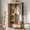 Wood Color, variant on PYY Modern Armoire Wardrobe Closet, Wood and Metal Frame Clothes Storage Organizer with Double Closed Doors, Open Hanging Rod, Bottom Drawer, Freestanding Bedroom Furniture for Small Spaces, White