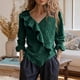 thumbnail image 5 of Camisetas de Cuello en V de Manga Larga para las Mujeres Blusa de Ruffle Casual Camiseta de Trabajo Tops, Tops de Manga Larga de Moda para las Mujeres 2025 Pullover Suelto, 5 of 6