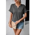 thumbnail image 6 of WIZUTIZ Plus Size Tops for Women up to 65% Off Breathable Fluffy Athletic Tee V-Neck Cozy Style Short Sleeve Tshirt Elegant Solid Linen Tshirts Comfy Holiday Beach T-shirt Casual Ladies Tops Gray, 6 of 6
