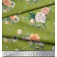 thumbnail image 2 of Soimoi Green Cotton Poplin Fabric Leaves & Begonia Floral Decor Fabric Printed Yard 56 Inch Wide, 2 of 3