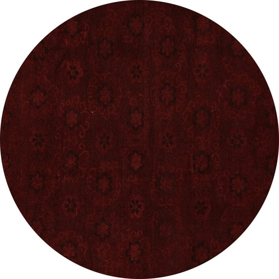 Ahgly Company Indoor Round Abstract Red Modern Area Rugs, 6' Round