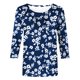 thumbnail image 4 of Camiseta de Cuello Redondo Impresa Casual para Mujeres con Mangas 3/4, Camiseta de Moda Casual de Longitud Media, 4 of 4