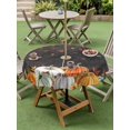 thumbnail image 3 of Outdoor Tablecloth with Umbrella Hole and Zipper, Orange Pumpkins Fall Round Table Cloth 54 Inch Waterproof Tablecloth, Thanksgiving Botanical Sunflower Leaves Picnic Table Cover for Patio Camping, 3 of 7