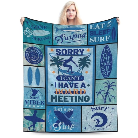 Surf Blanket Soft Flannel Beach Themed Blanket for Men Women 50x40