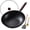 Transparent/Black, variant on Carbon Steel Wok -13 Inch Woks & Stir-fry Pans Nonstick, Wok Pan with Glass Lid Spatula and Dish Brush: Pre-Seasoned Flat Bottom Chinese Wok for Induction, Electric, Gas, All Stoves