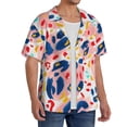 thumbnail image 2 of Balery Abstract Leopard Print Camisa Casual de Manga Corta con Botones para Hombre, Texturizada, Estilo Cubano, para Playa, Verano-4X-Large, 2 of 5